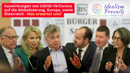 Posterframe von Auswirkungen von Covid19/Corona auf die Globalisierung, Europa sowie Österreich