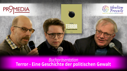Posterframe von Buchpräsentation "Terror - Eine Geschichte der politischen Gewalt" mit Autor D. Reinisch & Lohlker